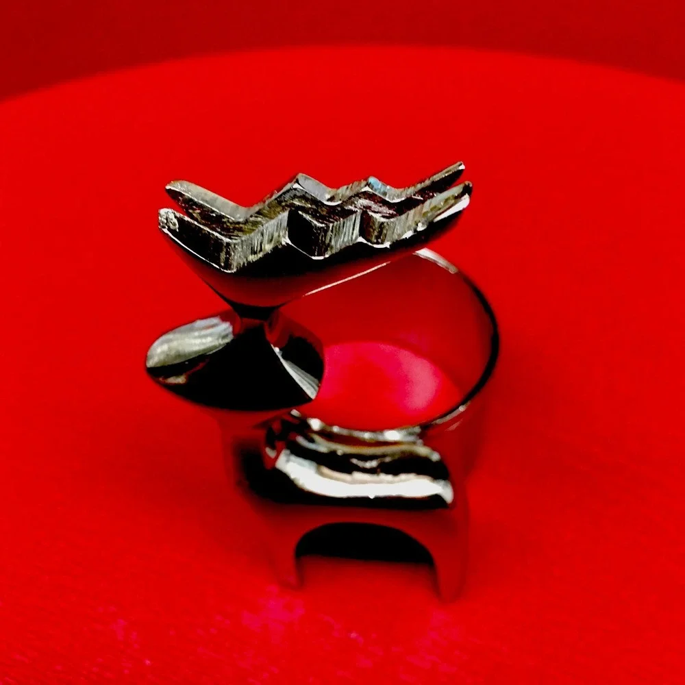 Silver Reindeer Napkin Ring Holder Christmas Cabin Core Set of 8